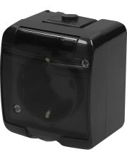 Розетка одноместная Eti Hermetics RHE-1sd-BL с з/к IP54 черная/прозрачная крышка (4668090)
