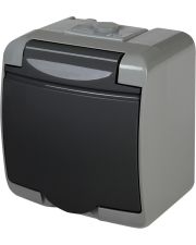 Розетка одноместная Eti Hermetics RHE-1s-SRG с з/к IP54 серая/графитовая крышка (4668106)