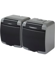 Розетка двухместная Eti Hermetics RHE-2s-SRG с з/к IP54 серая/графитовая крышка (4668107)