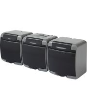 Розетка тримісна Eti Hermetics RHE-3s-SRG із з/к IP54 сіра/графітова кришка (4668108)