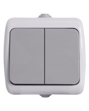 Двухклавишный выключатель E.Next e.aqua.1112.grg наружный монтаж IP44 серый (s035062)