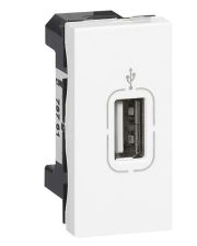 USB розетка Legrand Mosaic 1 модуль белая