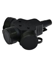 Розетка кабельная 3-местная ETI ERS-3C 2Р+РЕ Schuko каучук IP44 черная