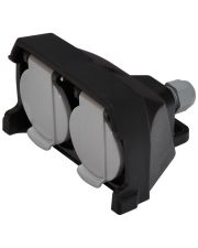Розетка кабельная 2-местная ETI ERS-2CM 2Р+РЕ Schuko каучук IP44 черная