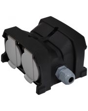 Розетка кабельна 4-місна ETI ERS-4CM 2Р+РЕ Schuko каучук IP44 чорна