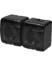 Розетка двухместная Eti Hermetics RHE-2sd-BL с з/к IP54 черная/прозрачная крышка (4668091)