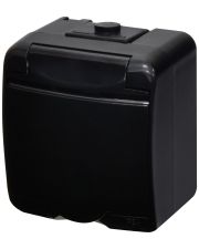 Розетка одноместная Eti Hermetics RHE-1s-BL с з/к IP54 черная/черная крышка (4668093)