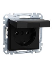 Механизм розетки SCHUKO с крышкой Merten System M, MEG2311-0403 (черный матовый)