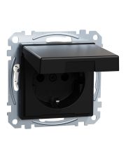 Механизм розетки SCHUKO с крышкой и защитными шторками Merten System M, MEG2310-0403 (черный матовый)