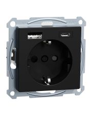 Розетка з подвійною USB-зарядкою 3 А, тип А+С Merten System M, MEG2367-0403 (матовий чорний)