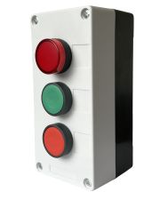 Трехместный пост управления Promfactor FP5-BOX3W012 с кнопками «Зеленый/Красный» и индикатором 230В