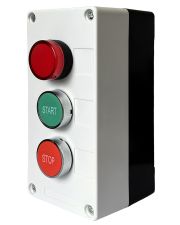 Трехместный пост управления Promfactor FP4-BOX3W34 с металлическими кнопками «START/STOP» и индикатором 230В