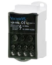 Блок распределительный Vector VS VJB-500 на DIN-рейку, 500А, вх.8х24х1-2х20х1, вих.5х2.5-16, 4х2.5-10, 2х6-35мм²