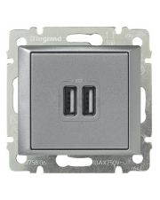 Механизм розетки 2хUSB Legrand Valena алюминий