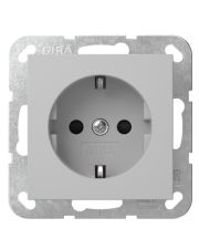 Розетка Gira System 55 с заземляющим контактом и шторками серый (4453015)