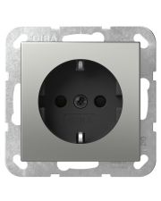 Розетка Gira System 55 с заземляющим контактом и шторками сталь (4453600)