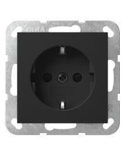 Розетка Gira System 55 с заземляющим контактом и шторками черный (4453005)
