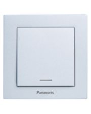 Вимикач 1 кл Panasonic Karre Plus 55 з підсвіткою (срібло)
