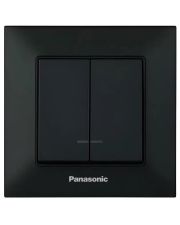 Выключатель 2-кл Panasonic Arkedia Slim швидкого монтажу с подсветкой (черный)