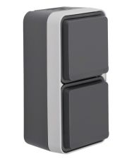 Двойная вертикальная розетка с з/к IP55, серая, 16А/250В W.1 (WNC176)