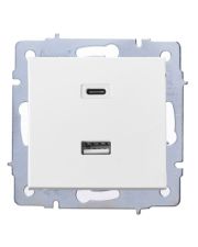 Механізм розетки USB + TC Lezard Vesna біла (742-0288-192TC)