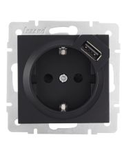 Механизм розетки с/з + USB Lezard Vesna антрацит (742-4288-181)