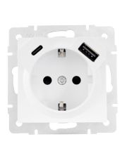 Механізм розетки з/з, USB + TC Lezard Vesna біла (742-0288-181TC)