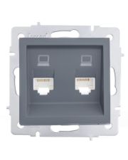 Механизм двойной компьютерной розетки Lezard Vesna Шеффилд Грей (742-3488-141)
