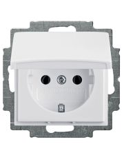 Розетка ABB Basic 55 20 EUK-94-507 с заземлением и крышкой (белая)