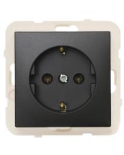Одинарная розетка Logus 21131 TPM 2P+Z Шуко 16А 250В (черная матовая)