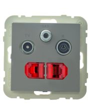Розетка Logus 21546 TAL R-TV-SAT-2xRJ45 (Cat.6) (алюминий)