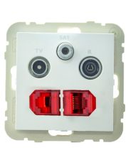Розетка Logus 21546 TBR R-TV-SAT-2xRJ45 (Cat.6) белая
