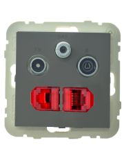 Розетка Logus 21546 TIS R-TV-SAT-2xRJ45 (Cat.6) (серый)