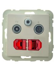 Розетка Logus 21546 TMF R-TV-SAT-2xRJ45 (Cat.6) (бежевый)