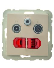 Розетка Logus 21546 TPE R-TV-SAT-2xRJ45 (Cat.6) (жемчуг)