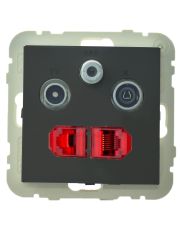 Розетка Logus 21546 TPM R-TV-SAT-2xRJ45 (Cat.6) (черная матовая)