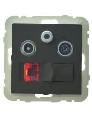 Розетка Logus 21544 TPM R-TV-SAT-RJ45 (Cat.6) (черная матовая)