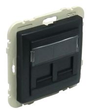 Двойная компьютерная розетка Logus 21975 TPM RJ45 (Cat.5e) (черная матовая)