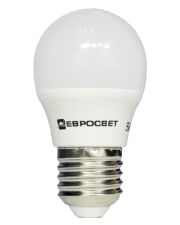 LED лампочка Р-5-3000-27 5Вт Евросвет 3000К шар, Е27