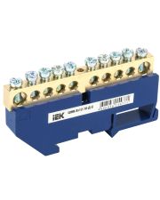 Шина N «ноль» IEK YNN10-812-10D-K07 на DIN-изоляторе ШНИ-8х12-10-Д-С