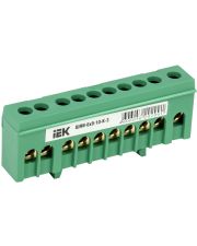 Шина PE «земля» IEK YNN10-69-10KD-K06 в корпусном изоляторе на DIN-рейку ШНИ-6х9-10-К-З