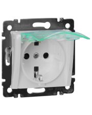 Механизм розетки с з/к и крышкой Valena IP44 белый