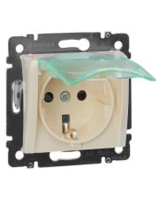 Механизм розетки с з/к и крышкой Valena IP44 слоновая кость