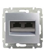Механизм розетки компьютерной 2xRJ-45 FTP Cat.6 Valena без захватов алюминий