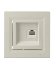 Розетка компьютерная одинарная RJ45 кат.5е UTP кремовая Asfora, EPH4300123