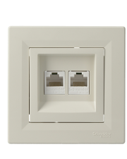 Розетка компьютерная RJ45 кат.5е UTP двойная кремовая Asfora, EPH4400123