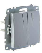 Двухклавишный выключатель ABB Cosmo 619-011000-203 с подсветкой (алюминий)