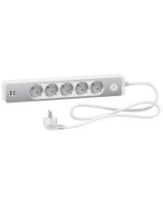 Удлинитель Schneider Electric ST945U1WA на 5 гнезд и 2хUSB (1,5м) алюминий