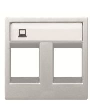 Двойная накладка коммуникационной розетки ABB Zenit N2218.2 PL 2М (серебро)