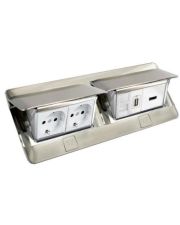 Лючок с выдвижным блоком розеток Legrand 54023 8М (нержавеющая сталь)
